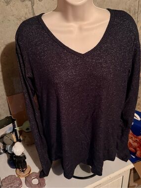 Market & Spruce Women's V-Neck Long Sleeve Sweatshirt - Black